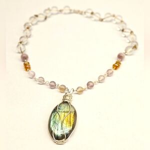 Handmade Wire Wrapped Labradorite beaded Necklace